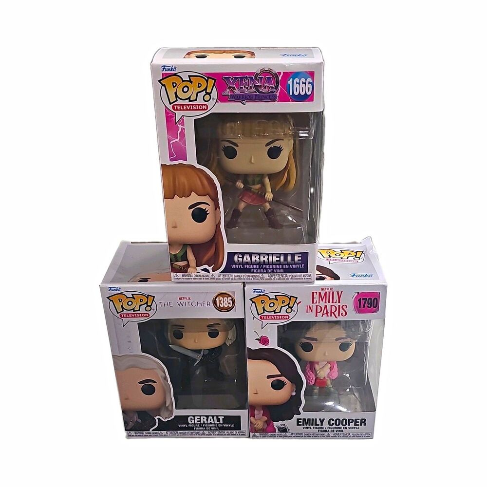 Funko Pop! Television Vinyl Figures Lot of 3 Gabrielle, Geralt, & Emily Cooper